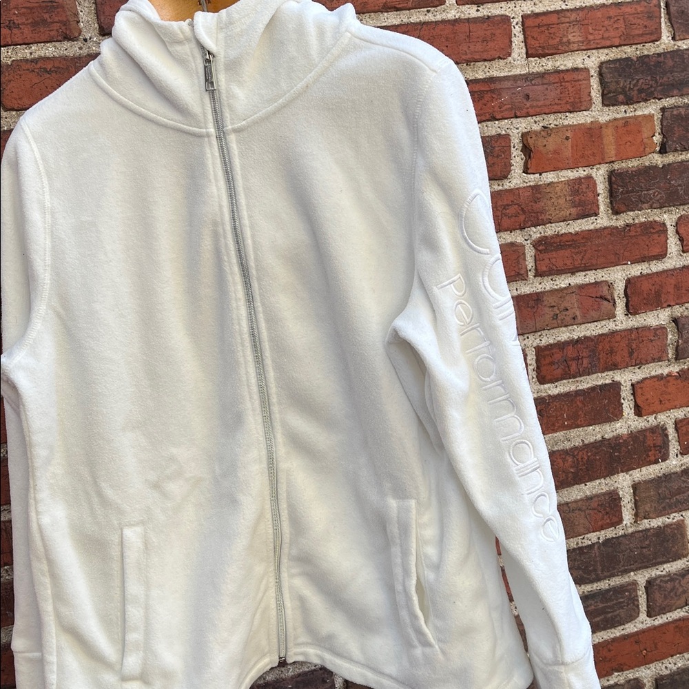 Calvin Klein Performance XL White Fleece Zip Up Hoodie